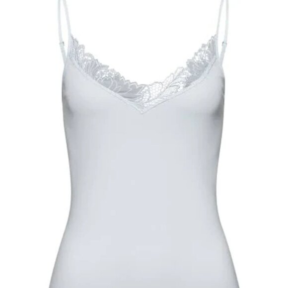 HANRO Anne Lace-Trim Cotton Cami Top in Cool Blue Size Large NWT - Picture 2 of 8